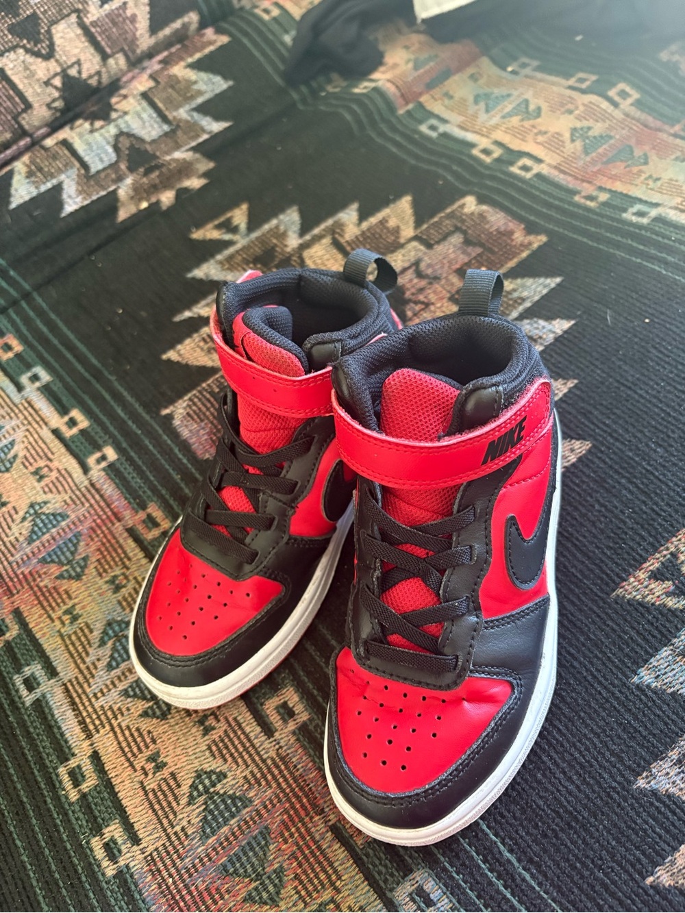 Nike Kids Red and Black High-Top Sneakers